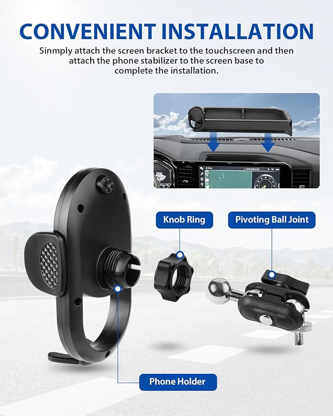 Autorder Car Phone Holder for 2022-2026 Chevy Chevrolet Silverado/GMC Sierra 1500 Accessories Center Console Dash Organizer with 2 Expansion Ports Hands-Free 360 Degree Rotation Phone Mount