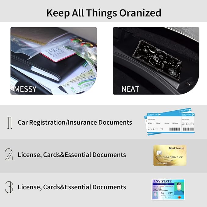 Mxfdegf Car Registration and Insurance Holder, Leather Car Glove Box Organizer, Cool Car Accessories for ID, Driver's License Cards & Essential Document, business cards, Men&Women,Moon Spaceship