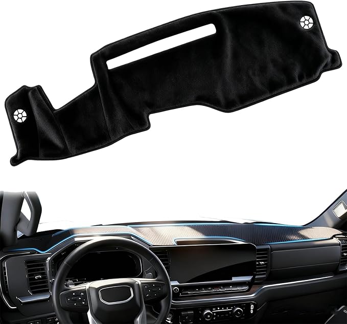 Dash Cover Mat Fit for 2022-2024 2025 2026 Chevy Chevrolet Silverado & GMC Sierra 1500 2500HD 3500HD Accessories with HUD Dashboard,Non-Slip Dash Protector Cover Pad (Only fits 13.4 in Screen)