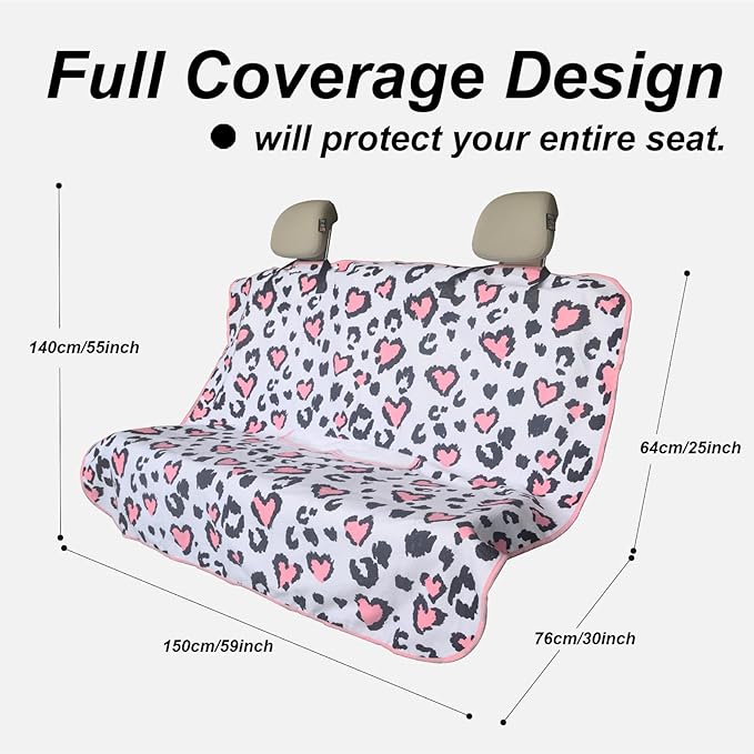 nbnhxnff Sweat Towel Car Seat Cover Protector Rear Seats for Gym Workout, Running, Swimming, Beach and Hiking, Waterproof Universal Seat Cover for Car, Trucks, Van & SUV (Love Spot, 1pcs Rear Seat)