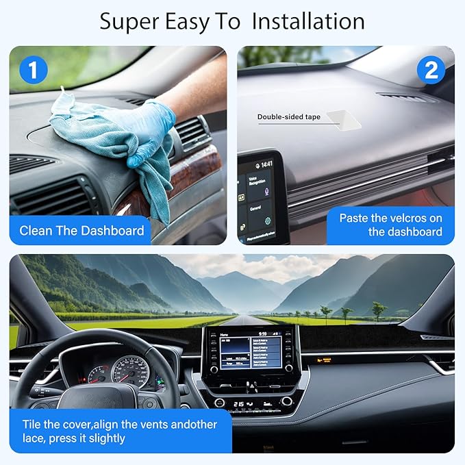 Dash Cover Compatible with Toyota Corolla 2019-2025 LE Full Set, Dashboard Cover Mat and Center Console Cover Pad, Custom Fit Sunshield Protector Interior Car Accessories (NOT fit Corolla Cross)