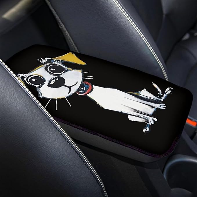 Mintutlipy Cute Dog Car Center Console Cover Cute Dog Car Storage Box Mat Automotive Armrest Pad Armrest Cushion Easy to Clean