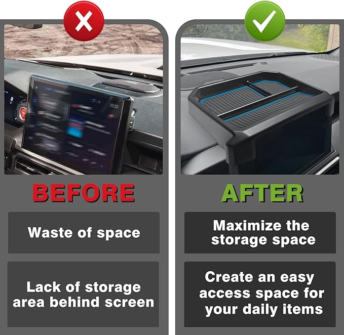 Muslogy Dashboard Storage Box Compatible with 2024 2025 Tacoma & 2025 4Runner Accessories Center Console Organizer w/ 8-inch Screen for SR SR5 TRD PreRunner TRD Sport Off-Road Pro Trailhunter (Blue)