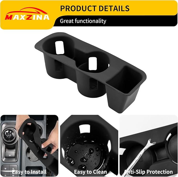 Maxzina Cup Holder Compatible with 2022-2025 2026 Ford Maverick Cup Holder Silicone Insert Center Console Cup Holder Silicone Black Bottle Holder Interior Decoration for 2024 Maverick Accessories