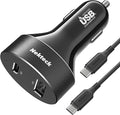 USB C Car Charger 45W, Nekteck USB-IF Certified Type C Fast Charger, 2-Port PowerIQ 3.0 Adapter with 3.3ft Cable, Compatible with iPhone 17/16 Pro/Max, Galaxy S24/S23, iPad Pro, Laptop and More