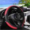 Elastic Car Steering Wheel Cover, 14.5-15 Inch Leather Non Slip Vehicle Steering Wheel Protecter Without Inner Ring, Auto Interior Protection Accessories, Universal Fit (Red)