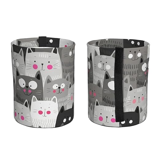 Cat Pattern Car Trash Can Leak Proof Hanging Waterproof Garbage Can Multipurpose Trash Bin for Car SUV Front Seat Headrest Collapsible and Portable Storage Pocket
