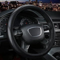 KAFEEK Steering Wheel Cover, Universal 15 inch, Microfiber Leather, Anti-Slip, Odorless, Black Lines