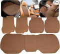 ontto 7 PCS Car Seat Bottom Cushions adn Seat Back Protector for Driver and Passenger Universal Auto Interior Seat Pads from Dirt Scratches,with Buckle Fixing,Light Brown