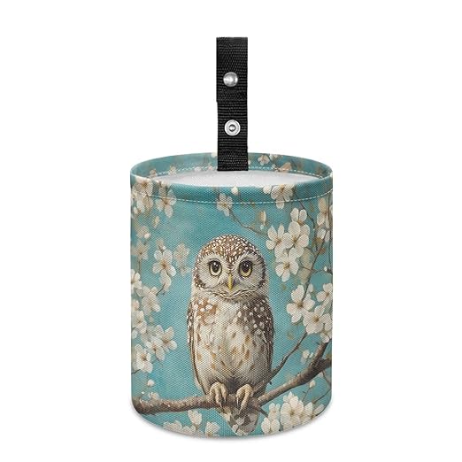 Brosoneto Owl Floral Car Trash Can Garbage Bin Universal Hanging Cars Garbage Can Cars Interior Accessories Fit Most Vehicle SUV Truck