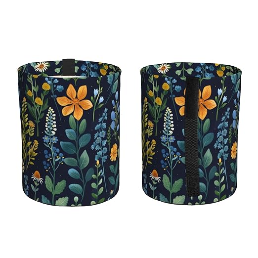 Floral Navy Blue Car Trash Can Garbage Cans Foldable,Cute Hanging Car Organizer and Storage Bag Leak Proof, Auto Back Seat Trash Bin Universal for Truck, SUV, Outdoor Travel