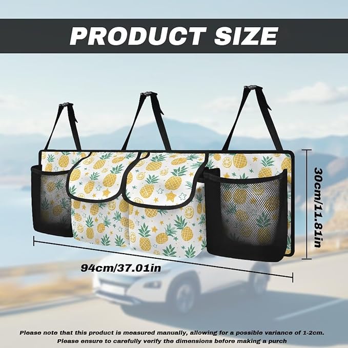 Trunk Organizer for Car Large Capacity Car Organizer, Pineapple Foldable Trunk Organizer for SUVs & Sedans, Space Saving Car Organization for Car Accessories, Tools, Sundries