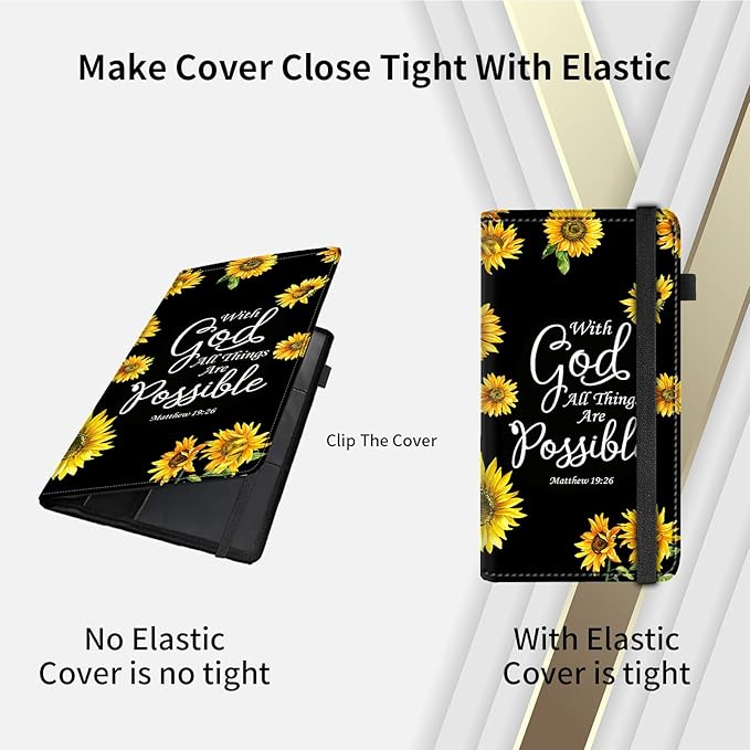 RAUEDWDJS Car Registration and Insurance Holder,Leather Vehicle Glove Box Organizer Wallet Case for Driver's License,ID Key Information Cards-Sunflower Matthew 19:26