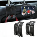 URIZZD 2PCS Leather Car Seat Hooks for Headrest, Vehicle Hanger Storage Organizer Universal for Handbag Purse, Car Accessories Gift (Black-Black)