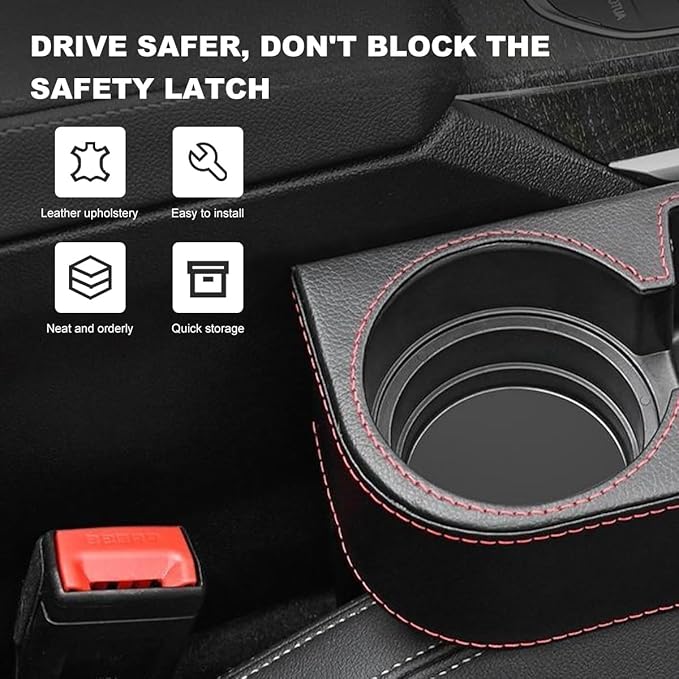 Car Seat Gap Filler Organizer, Multifunctional Auto Console Side Storage Box with Cup Holder, Universal PU Leather Cup Holder Front Seat Crevice Filler for Car Truck SUV (Carbon Fiber Black)