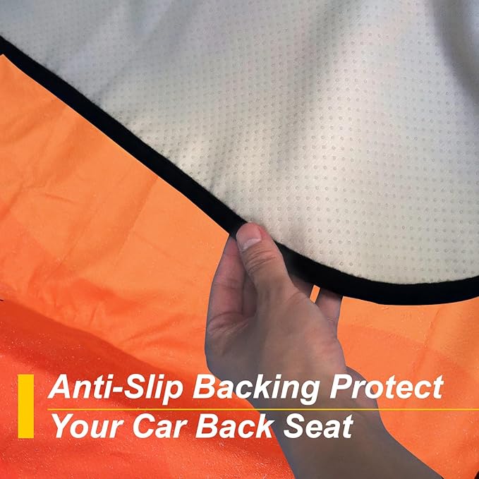 LoyaGour Back Seat Cover for Car Trucks Van SUV,Waterproof Rear Bench Towel Seat Covers for Dogs and Kids,Automotive Backseat Protector (Orange)