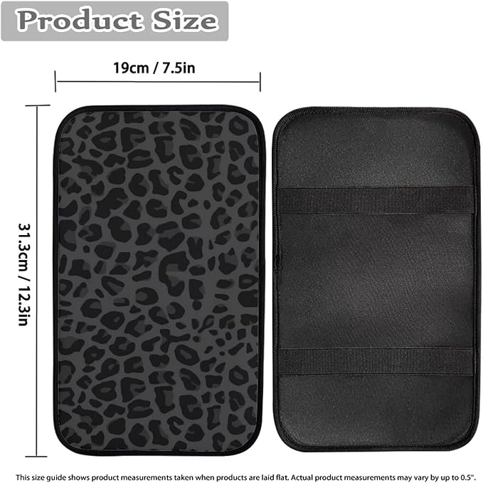 Black Leopard Print Auto Armrest Console Car Accessories Car Center Console Cover Easy to Install Armrest Console Cover Soft Fit for Most Cars, Vehicles, SUVs