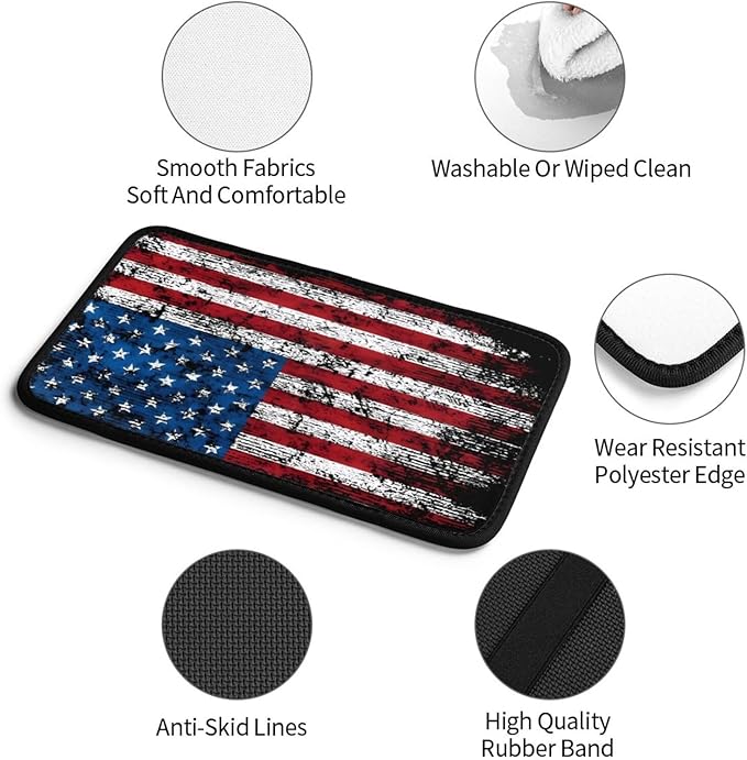 American Flag Car Center Console Cover, Universal Waterproof Armrest Pad, Soft Comfort Cushion & Scratch-Resistant Protector for Cars, SUVs and Trucks