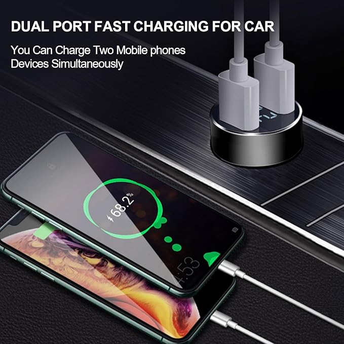USB A Car Charger, 2Pack Fast Charging Dual Port USB Cigarette Lighter Adapter for iPhone 14 13 12 11 Pro Max SE XR X 8 7 6, iPad