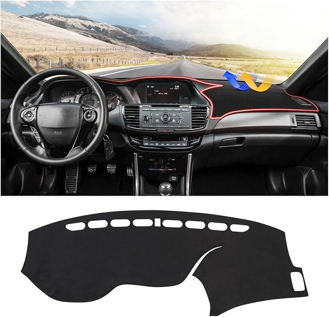 CARTIST Dash Cover fits for Honda Accord 2013 2014 2015 2016 2017 (LX, Sport, EX, EX-L, & Touring) Dashboard Cover Mat Non-Slip Carpet Sunshield Glare UV Rays Protector