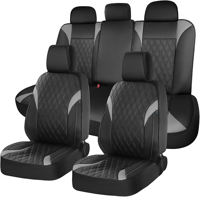 FLORICH Seat Covers, Car Seat Covers Full Set, Waterproof Leather Car Seat Protector, Front and Rear Seat Covers for Cars, Automotive Seat Covers Universal Fit for Most Cars SUV Truck