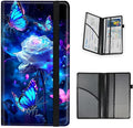 Tudguiloae Car Registration and Insurance Card Holder, Trunk Document Holder Organizer, Essential Vehicle Glove Box Organizer Leather Wallet for Driver, Purple Roses Butterflies