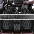 Custom Making Car Floor Mats Protection Pads for 99% Sedan/Coupe/Hatchback/SUV/Pickup Men Women Car Floor Mats Coverage Pads Anti-Slip Leather Floor Lining (Black White)
