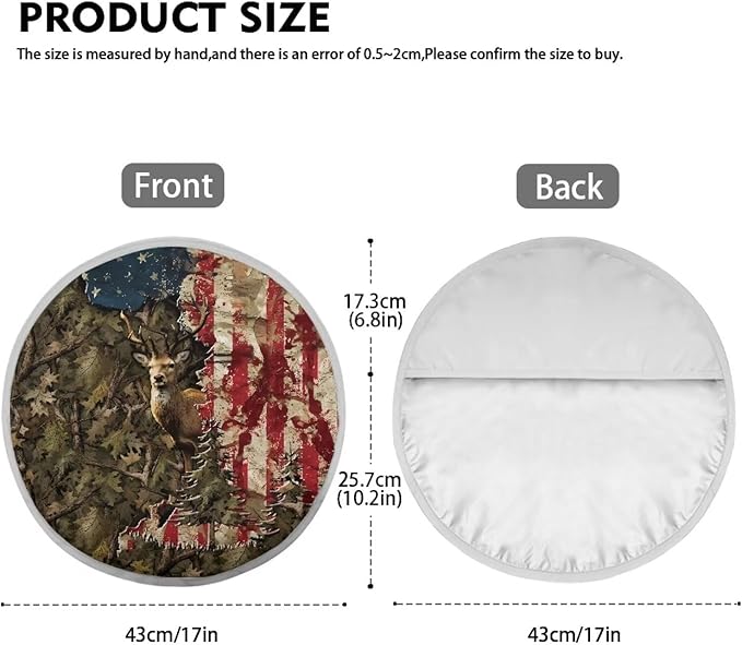 17x17 inch Steering Wheel Sun Shade Steering Wheel Sun Cover Heat Resistant Vehicle Accessories Universal Fit Car SUV Truck Van, American Flag Deer Elk Deadwood Pattern