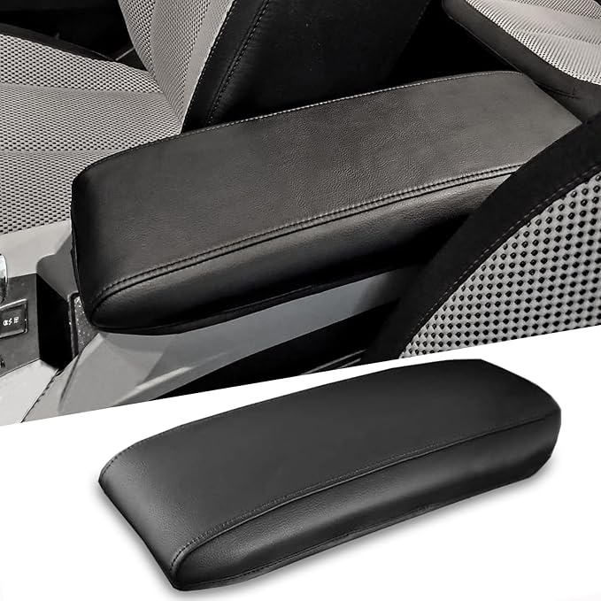 Center Console Cover for Chevy Equinox/GMC Terrain 2010-2017, Premium Armrest Lid Cover for Chevy Equinox GMC Terrain Interior Accessories (Black with Black Stitches)