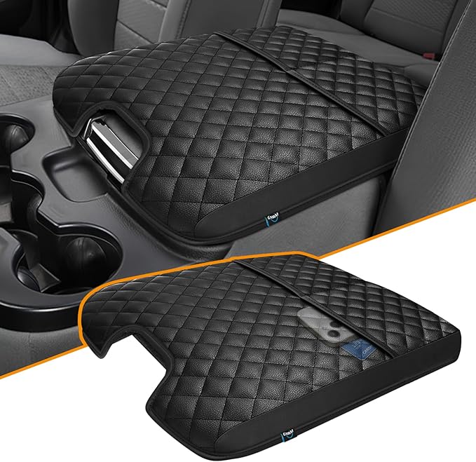 Center Console Cover Compatible with 2013-2018 Dodge Ram 1500 & 2013-2024 Ram 2500/3500/1500 Classic Model for Jump Seat Console, Comfortable Leather Middle Console Cover Lid with Pocket