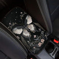 Flower Moth Automotive Center Console Cover Universal Car Armrest Cover Auto Center Console Cushion Protector Floral Moth Car Interior Accessories Decor, Black