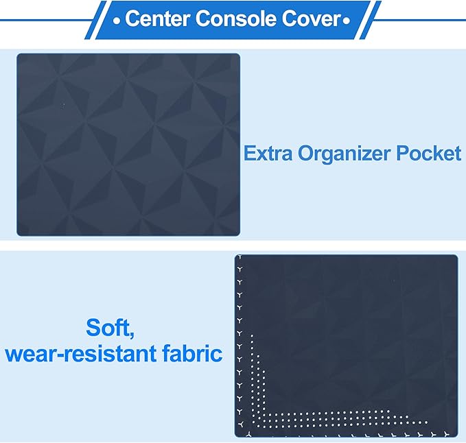 Car Center Console Cushion Pad 12.59"X6.29" Center Console Cover Armrest Seat Box Cover Faux Leather Blue