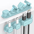 6 Pack Magnetic Cable Clips [1s Open/Lock], Laitver Cord Organizer Holder Strong Adhesive Desk Cable Management- Organize Charging Cords Neatly for Home, Office, Car,Desk, Nightstand-Blue