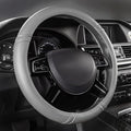 Car Pass Classical Leather Automotive Universal Steering Wheel Covers,Universal Fit for Suvs,Trucks,Sedans,Cars,Vans,14.5-15inch Anti-Slip Safety Comfortable Desgin(Gray)