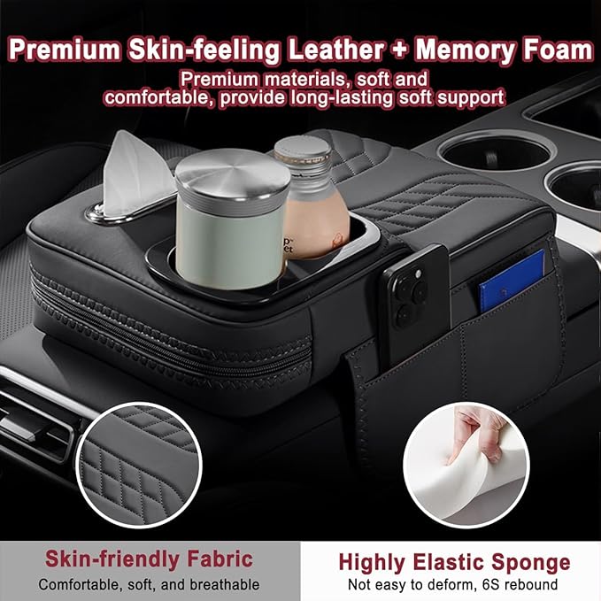 Car Armrest Cover for Jeep Grand Cherokee 4xe 2022 2023 2024 2025 2026, Center Console Cover Mat Armrest Seat Box Cover Cushion Console Pad Interior Accessories,D