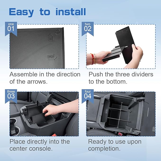 EDBETOS Center Console Organizer for 2021-2025 Chevy Tahoe/Suburban and 2021-2024 GMC Yukon, Fit Standard Console with Charging Socket Only, NOT for Power Sliding Console. Won't Block Original Tray