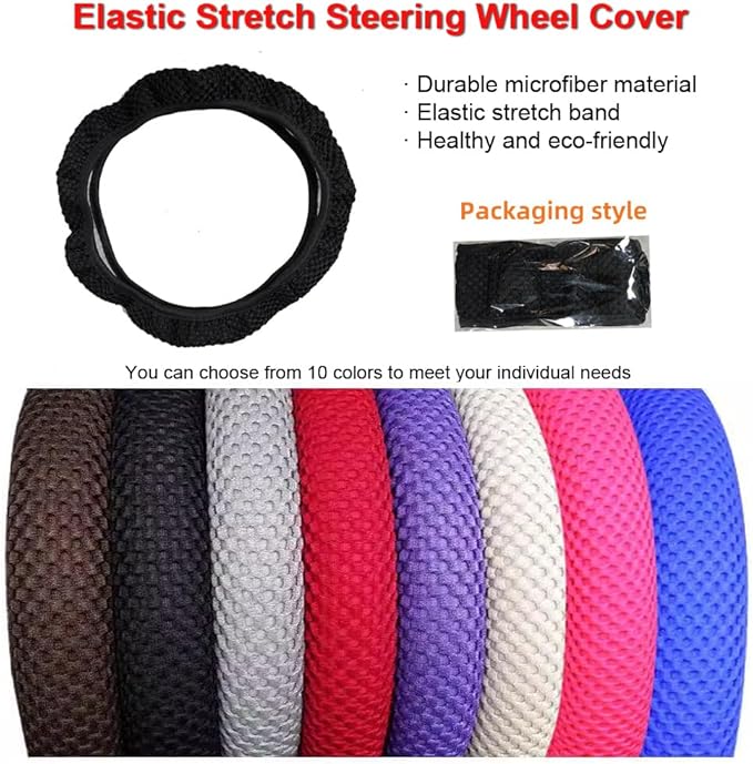 Hiflyer Universal 14.5-15 Inch Steering Wheel Cover, Soft Microfiber Car Wheel Cover, Blue