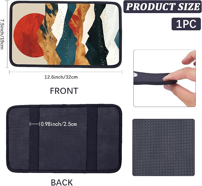 CREATCABIN Car Armrest Seat Box Pad Mountain Auto Center Console Cover Waterproof Auto Armrest Storage Box Cover Soft Car Accessories Interior Protector for Most Vehicle SUV Truck Car 12.6×7.5in