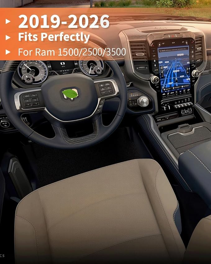 Center Console Cover for 2019-2026 Ram 1500 Center Console Cover, Armrest Cushion Pad Cover, PU Leather for 5th Ram 1500 Armrest Cushion Pad Cover Anti-Scratch for Ram 1500 Accessories