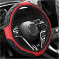 Car Steering Wheel Cover, 15 Inch Elastic Comfortable Auto Steering Wheel Protector, Anti-Slip Leather Wheel Cover Fashionable Interior Accessories for Most Cars Trucks SUVs (Black & Red)
