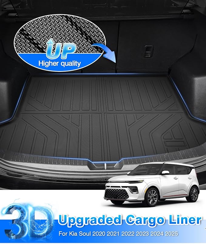 Cartist Floor Mats and Cargo Liner Fit for Kia Soul 2020-2025 2026 All Weather Floor Mat Soul Accessories Heavy Duty Carpet Protection(Only Fit The Upper Floor of The Trunk)