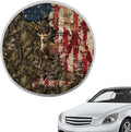 17x17 inch Steering Wheel Sun Shade Steering Wheel Sun Cover Heat Resistant Vehicle Accessories Universal Fit Car SUV Truck Van, American Flag Deer Elk Deadwood Pattern