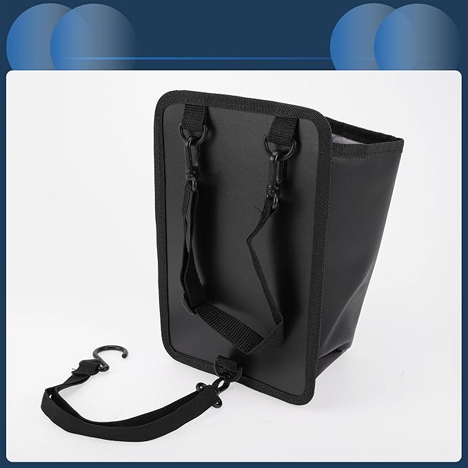 Car Trash Can Front Seats 6.7" Length 4.7" Width 9.8" Height Auto Trash Bin Faux Leather Black Hanging