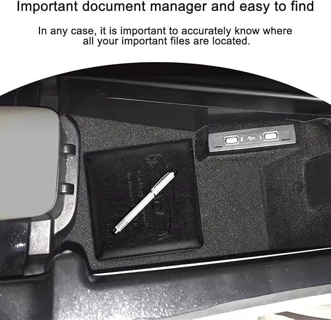 Car Registration and Insurance Holder, Vehicle Glove Box Organizer with Magnetic Closure, PU Leather Embossed Auto Card Document Holder Accessories, Universal for SUV, Truck, RV（Black）