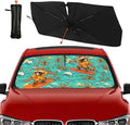 DOPINDU Hawaiian Raccoon Car Windshield Sun Shade Umbrella Bendable Handle Foldable Funny Sunshade for Car Windshield Block UV Rays Keep Vehicle Cool for Most Sedans SUV Trucks Cars 57"x30"