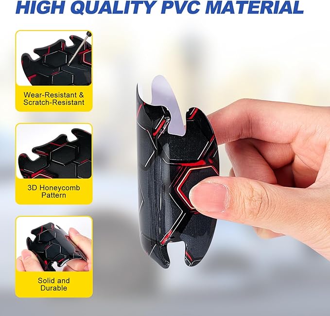 8 Pcs Car Door Handle Sticker, 3D Honeycomb Pattern Car Door Cup Protector, Universal Anti Scratches Auto Doors Handle Protective Film (Black Red)