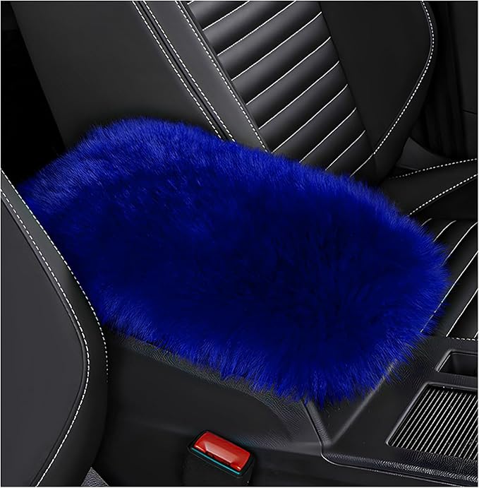 Furry Car Center Console Cover Pad, 11.8"×7.9" Auto Fluffy Plush Center Armrest Protective Cover, Comfortable Fuzzy Armrest Seat Box Protector Cushion for Cars Trucks SUVs (Royal Blue)