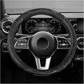 Carbon Fiber Steering Wheel Cover, Non-Slip Leather Steering Wheel Protector with 3D Honeycomb Design, Comfy Grip Breathable Sporty Auto Wheel Wrap for Most Cars Trucks SUVs (Black)
