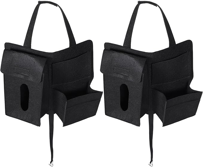 Felt Car Organizer Backseat Storage Bag 2Pcs Hanging Storage Pockets Auto Seat Back Pouch for Travel and Daily Use
