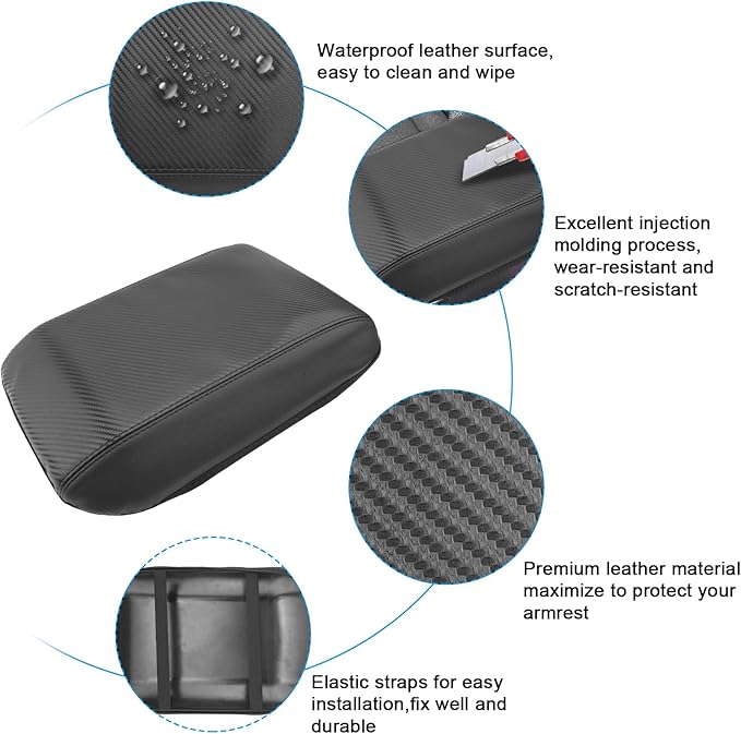 SXCY for 2024 2025 2026 Land Cruiser Armrest Cover for Toyota Land Cruiser 2025 2026 Center Console Cover 2024 2025 2026 Land Cruiser Center Console Cover (Black Carbon Fiber (Thin))